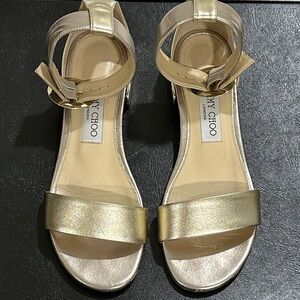 Jimmy Choo Metallic Gold Jaimie Sandals